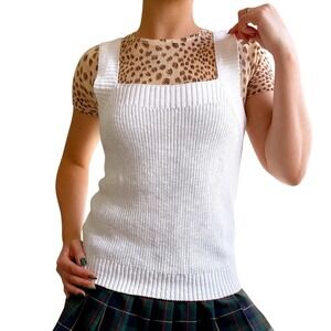 Tommy Bahama Boho Nautical Natural White Knit Linen Cotton Tank Top